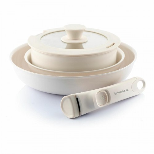 Passet - sæt med stegepander i aluminium, 5 dele, aftageligt håndtag og låg (OUTLET A)
