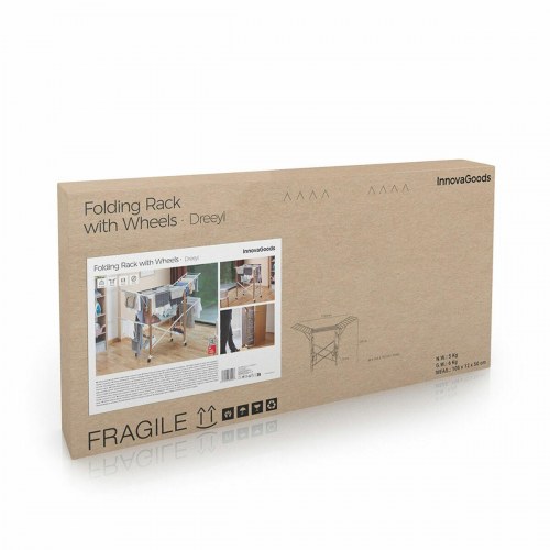 Dreeyl foldbart lodret tørrestativ med hjul - 38 stænger, hvid (OUTLET A)