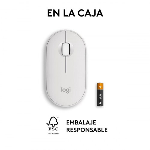Logitech Pebble Mouse 2 M350s trådløs mus - Hvid, 4000 dpi