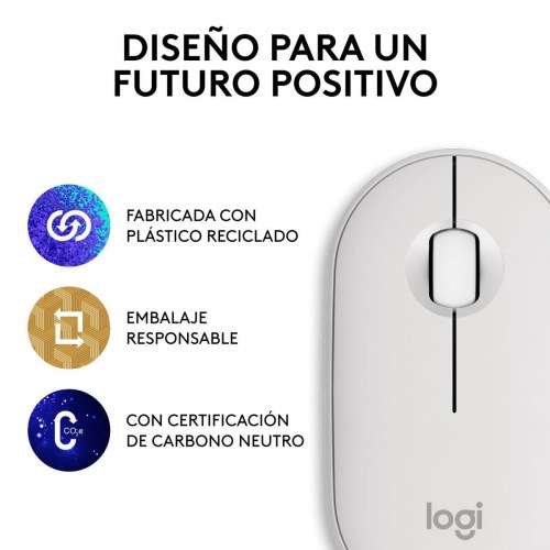 Logitech Pebble Mouse 2 M350s trådløs mus - Hvid, 4000 dpi