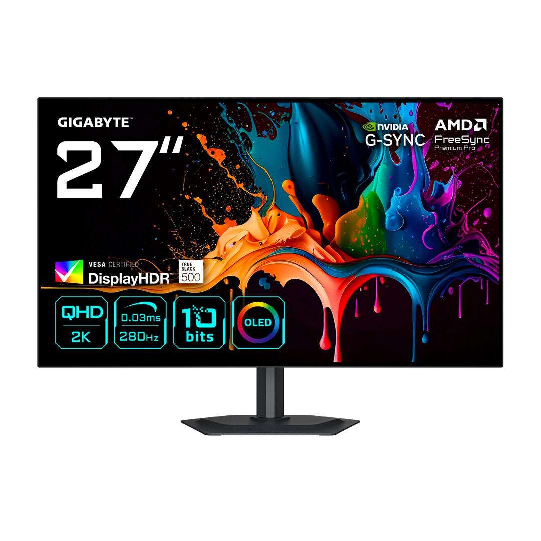 Gigabyte MO27Q28G 27" OLED QHD gaming-skærm - 2560 × 1440, 280 Hz, 0,03 ms, HDR True Black 500, HDMI 2.1 billede