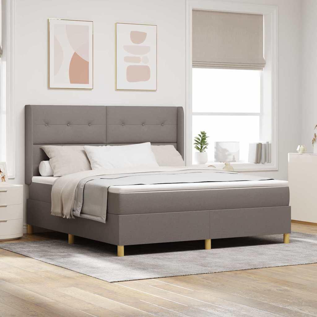 Box spring seng med madras Gråbrun 180 x 200 cm Stof