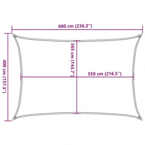 Solsejl 6 × 4 m - lysegrå, vandafvisende polyester