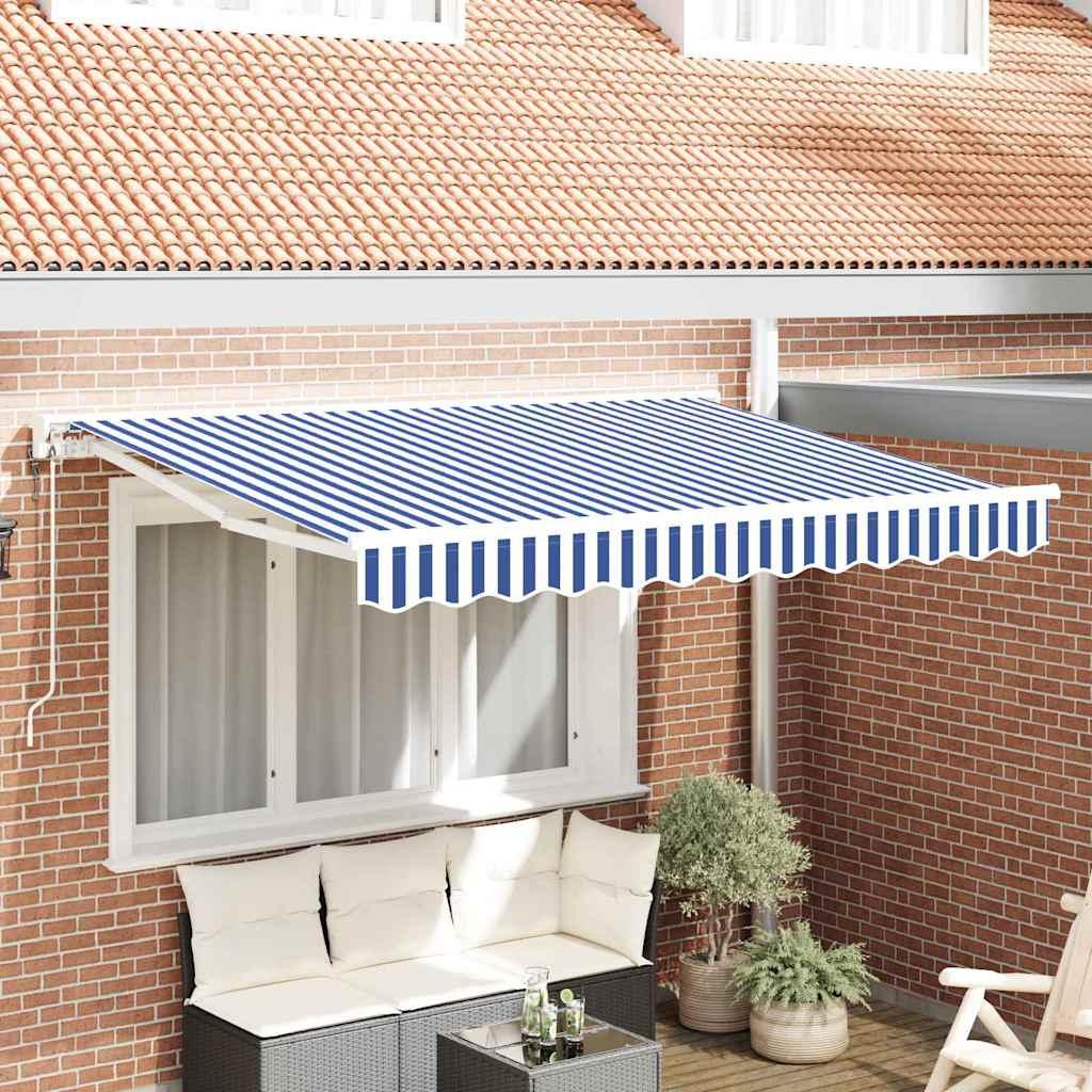 Utrækkelig Markise Blå og Hvid 250 x 200 cm Polyester og metal