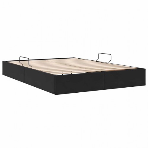 Opbevaringsseng med madras Sort 135 x 190 cm Velour