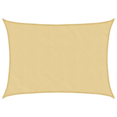 Solsejl 8 × 6 m - sandfarvet, 100 % polyester med PU-belægning