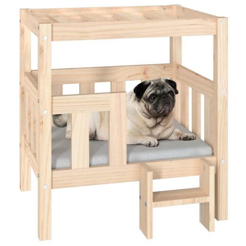 Hundeseng i massivt fyrretræ - 65,5 × 50,5 × 70 cm