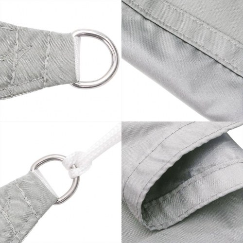 Solsejl 3 × 2,5 m - lysegrå, vandafvisende polyester