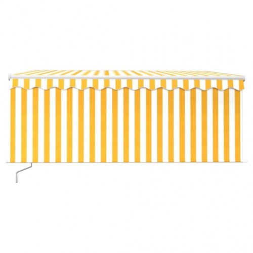 Markise med gardin 3,5 × 2,5 m - manuel betjening, gul/hvid