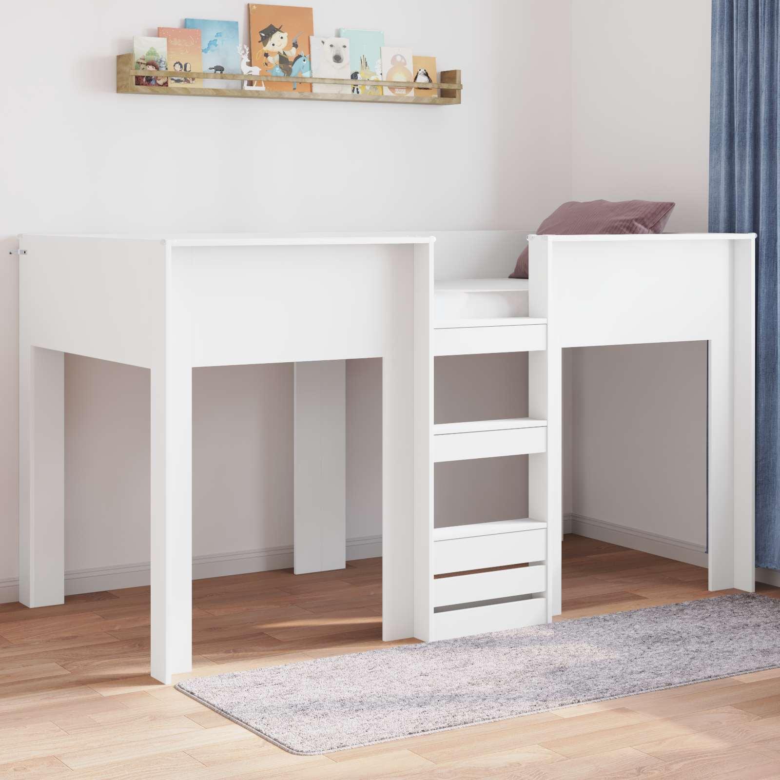 Køjeseng til Børn med madras Hvid 100 x 200 cm Konstrueret træ