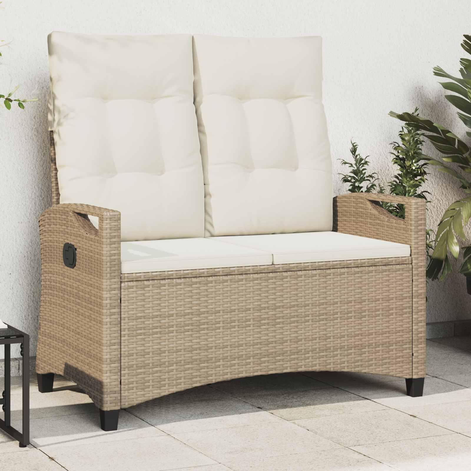 Havebænk Med Pude 105 X 60 X 112 Cm Stål Og Polyester - beige og cremefarvet
