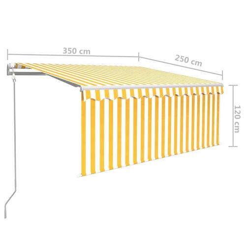 Markise m. gardin 3,5x2,5 m automatisk betjening gul og hvid