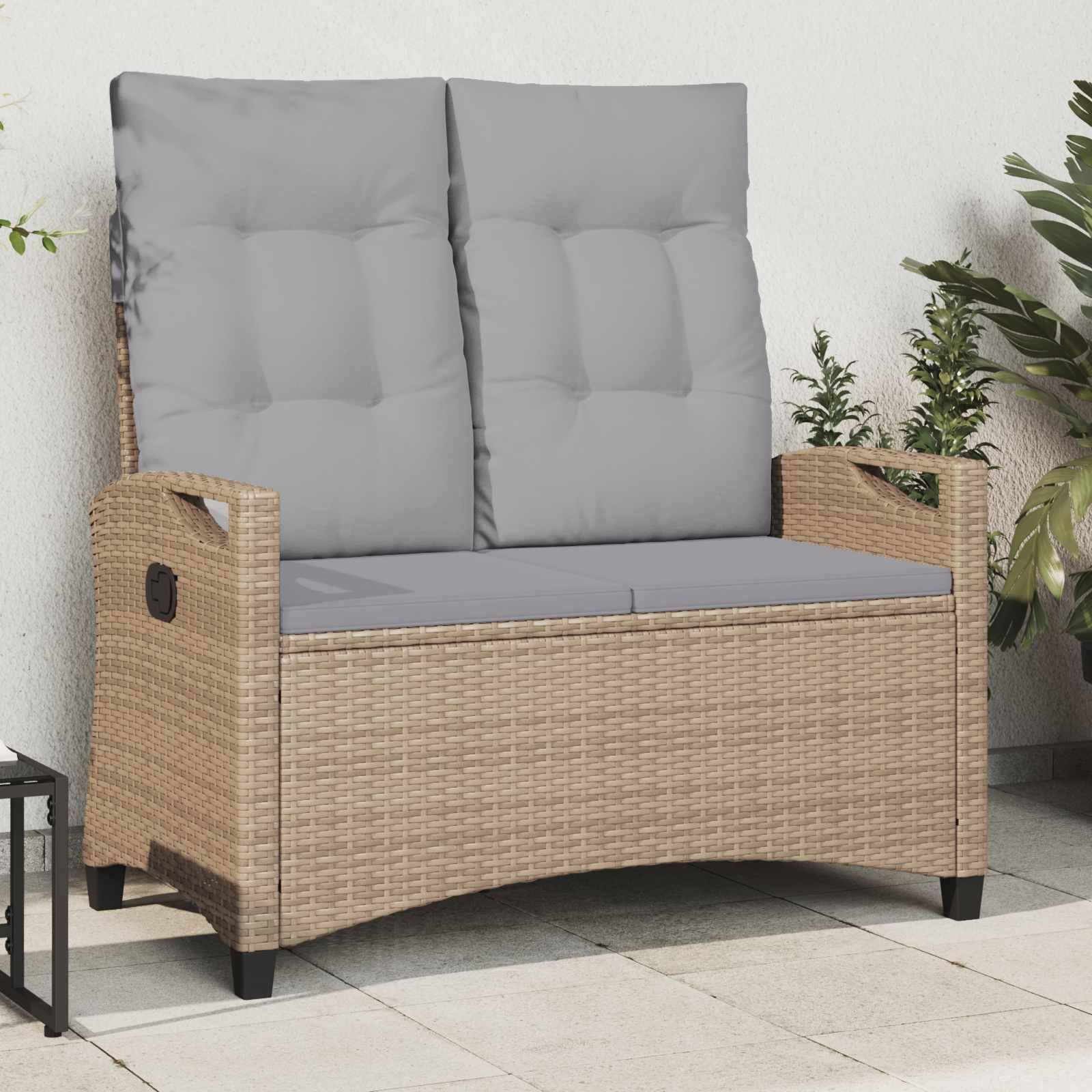 Havebænk Med Pude 105 X 60 X 112 Cm Stål Og Polyester - beige og lysegrå