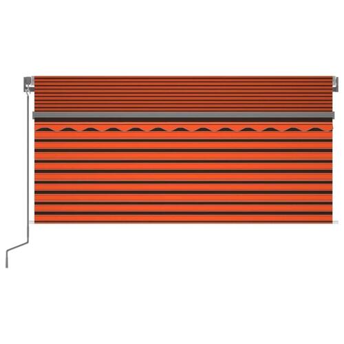 Markise m. gardin 3x2,5 m manuel betjening orange og brun