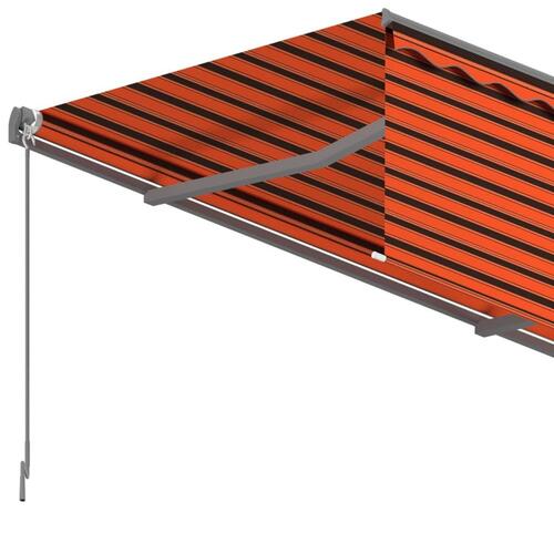 Markise m. gardin 3x2,5 m manuel betjening orange og brun