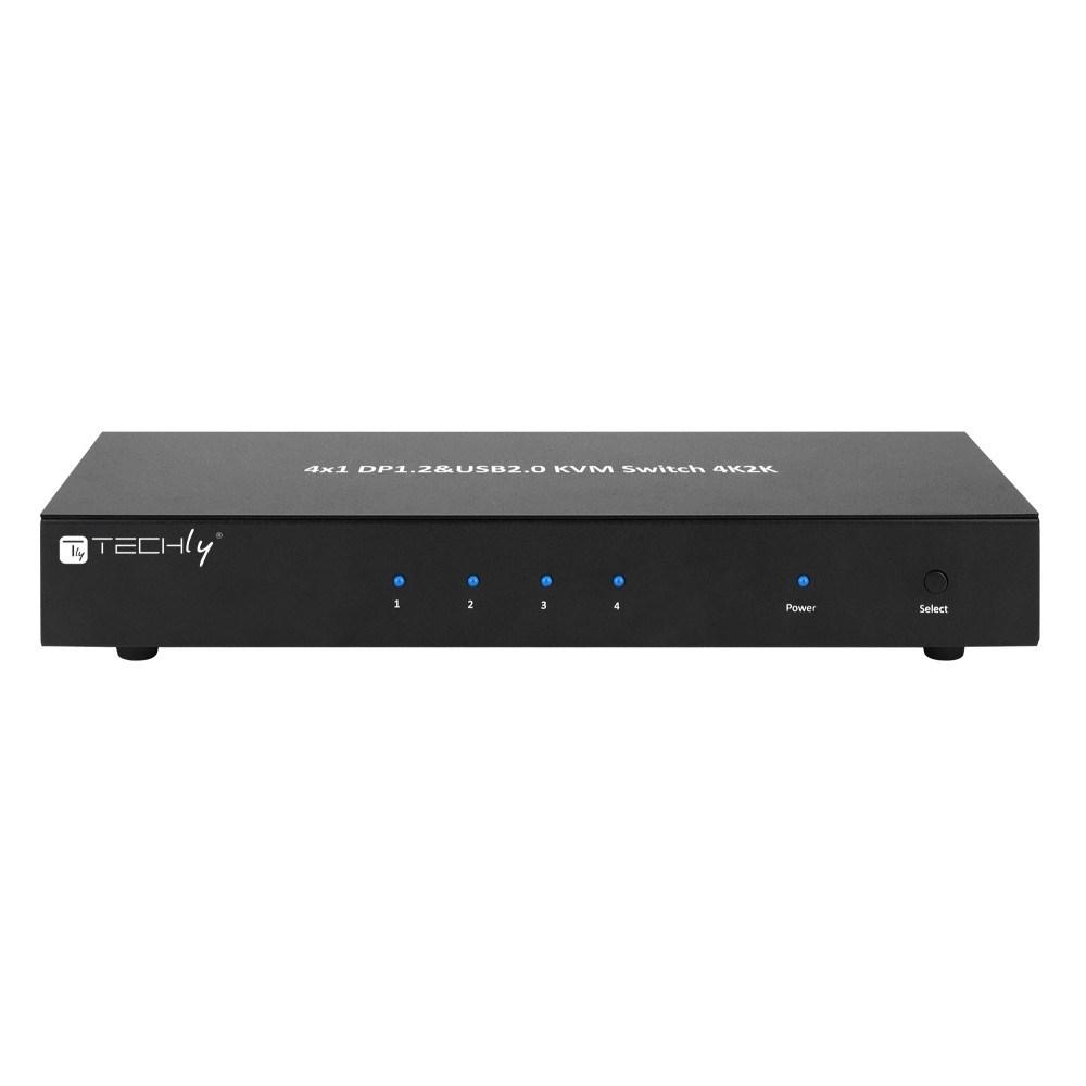 TECHly IDATA DP-KVM4 - 4‑port DisplayPort KVM-switch, rackmontering, sort billede