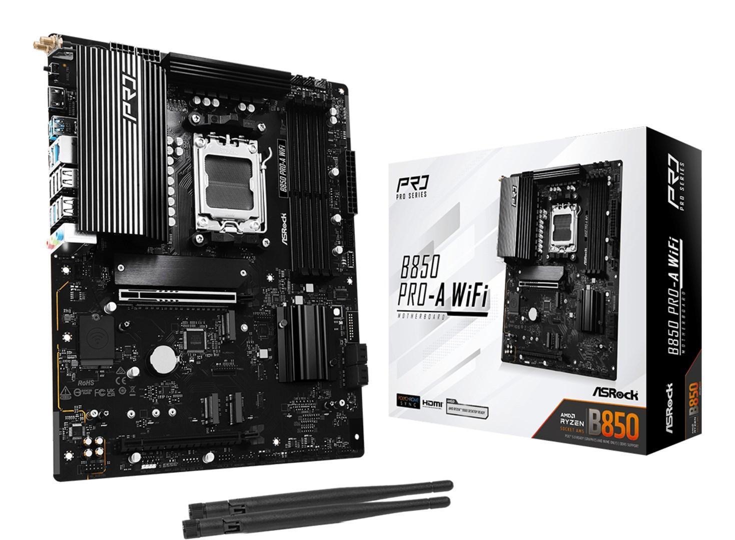 ASRock B850 Pro-A WiFi bundkort - AMD B850, Socket AM5, ATX