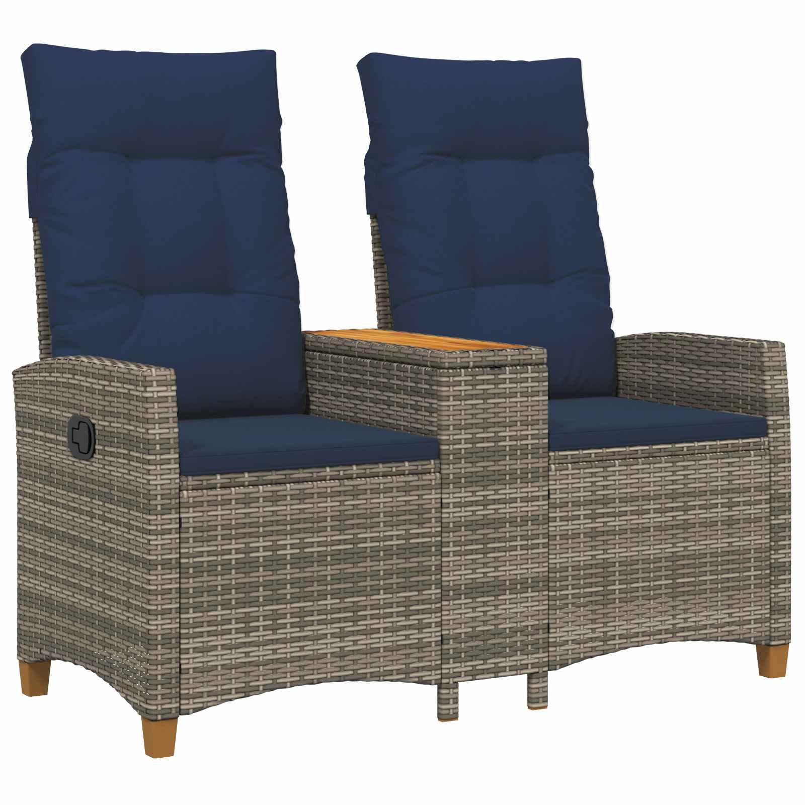 Reclining Bench med Bord Grå og Marineblå 126 x 65 x 112 cm