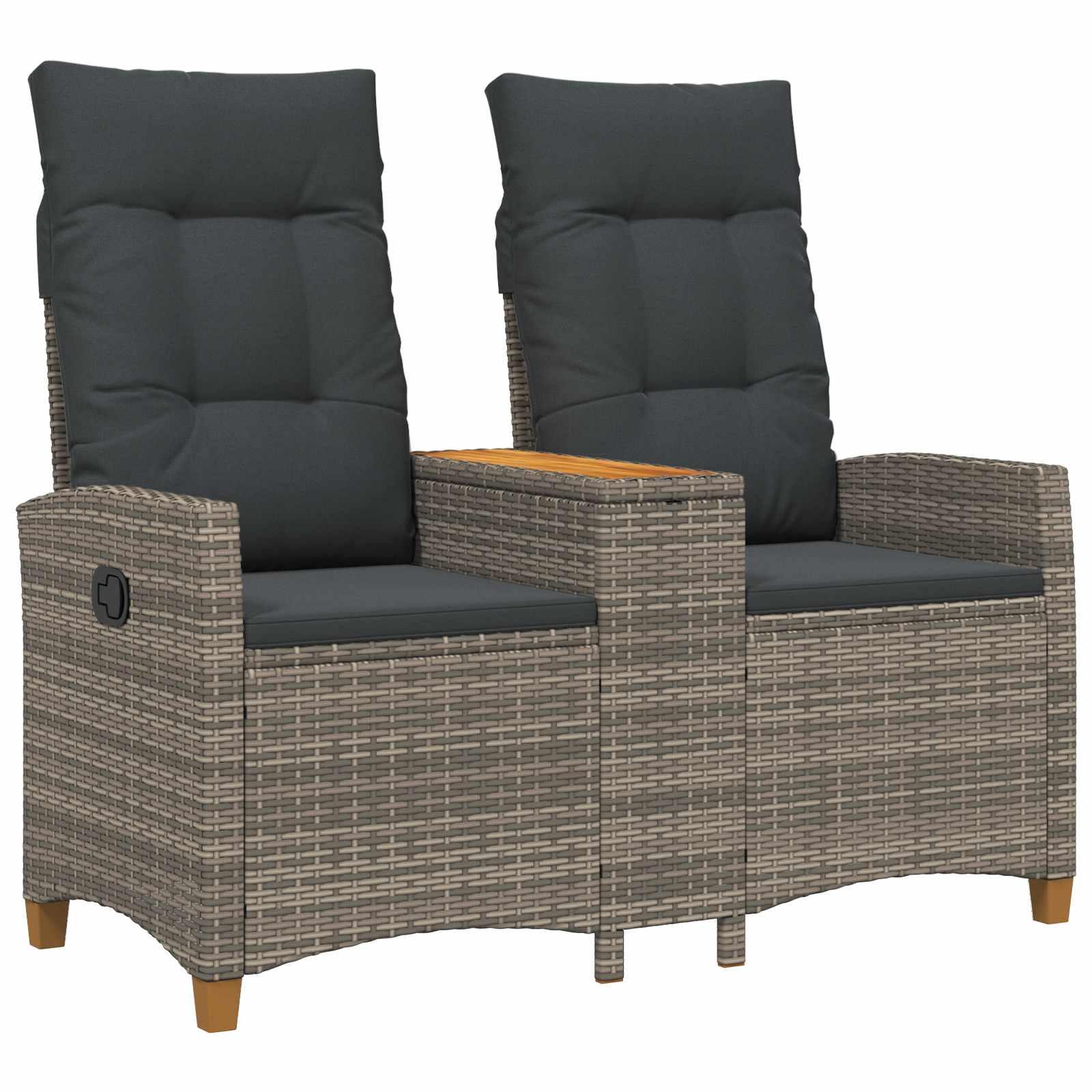 Reclining Bench med Bord Grå og Mørkegrå 126 x 65 x 112 cm