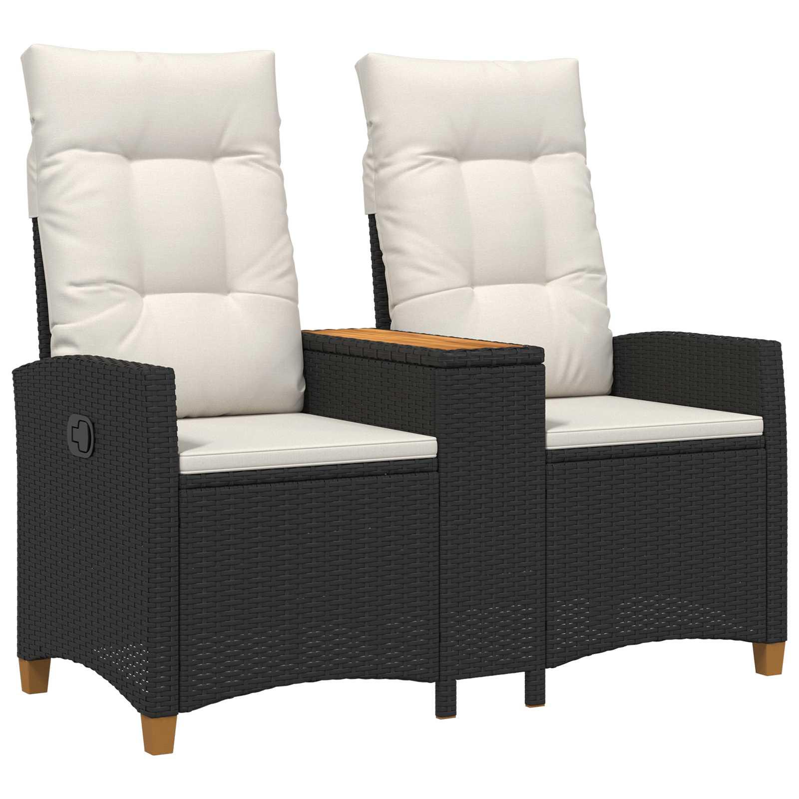 Reclining Bench med Bord Sort og Cremehvid 126 x 65 x 112 cm