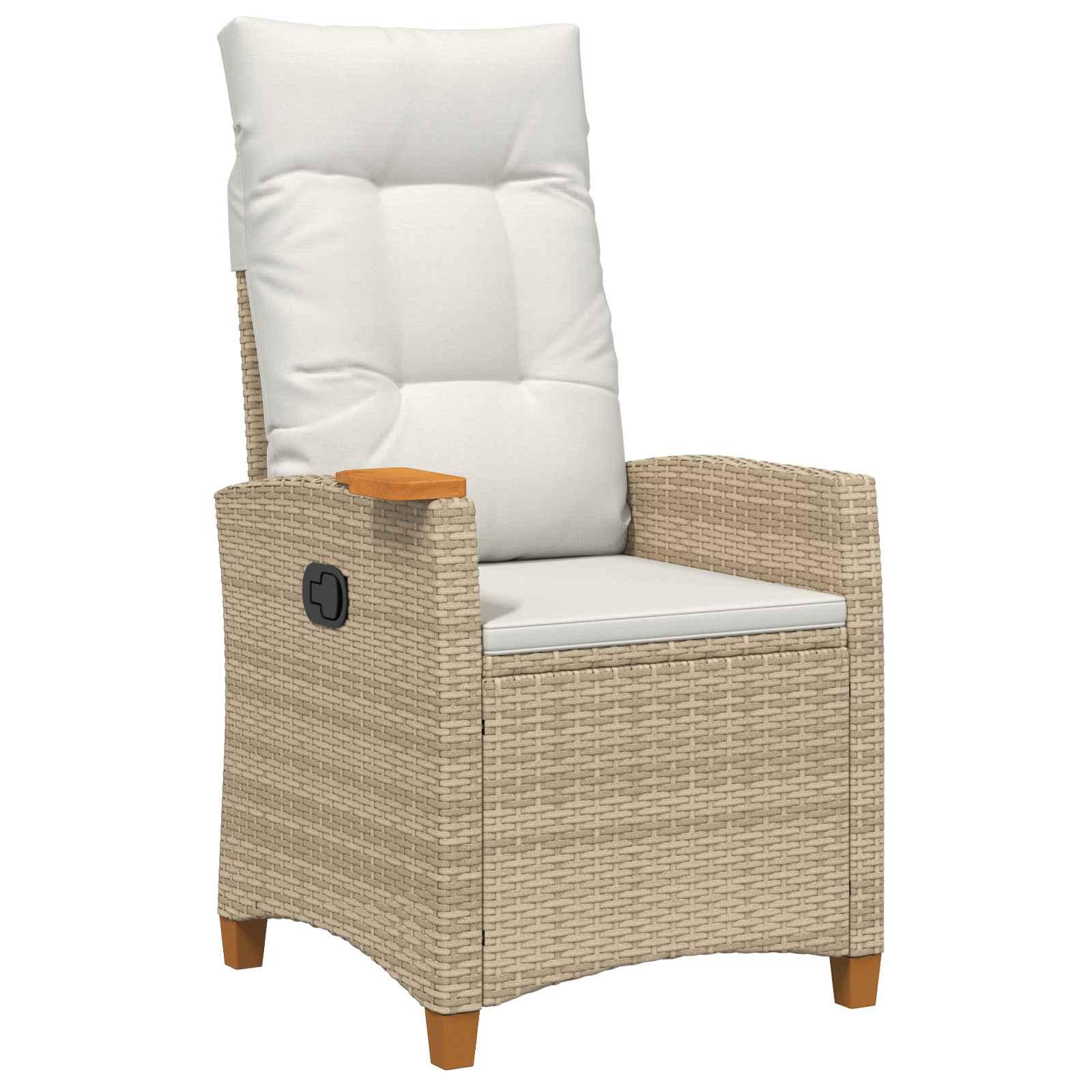 Lænestol til haven med teplade og pude - polyrattan, 62 × 64 × 112 cm