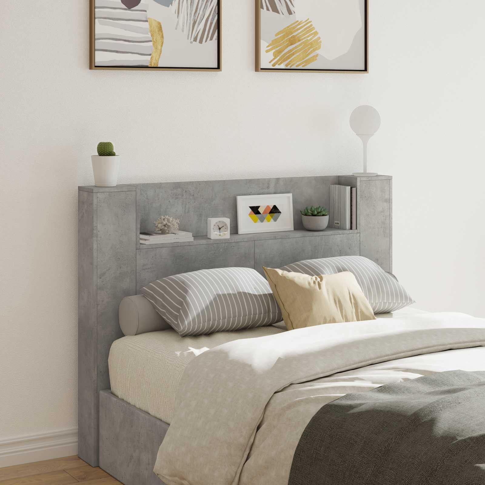 Hovedgærde Kabinet Med Led Sonoma 120 X 16,5 X 103,5 Cm - Betongrå / 140 cm