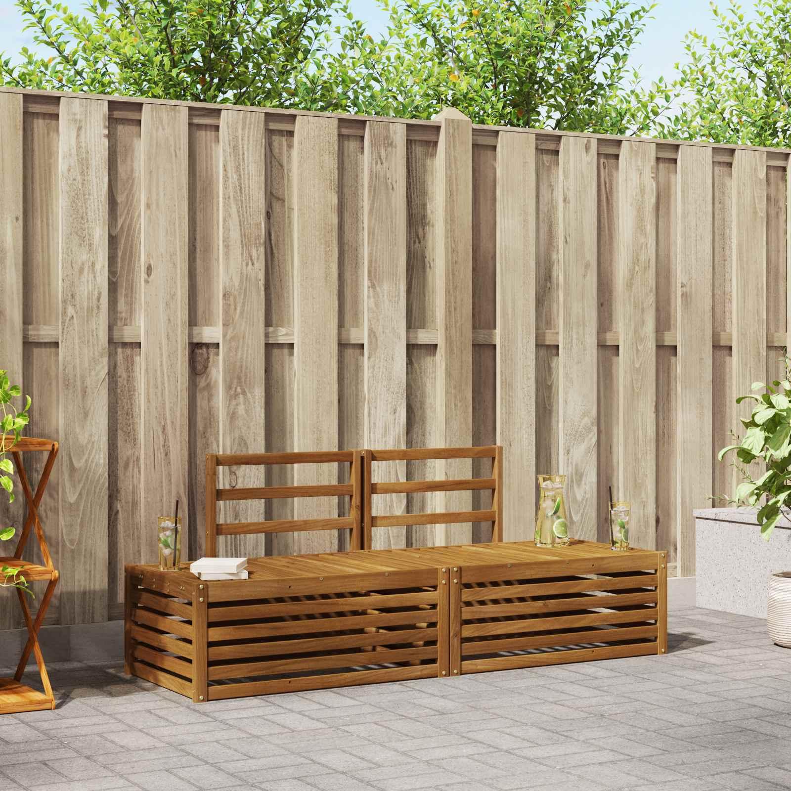 Udendørs sofagruppe i akacietræ - 2 dele, natur 182,5 × 63 × 73 cm