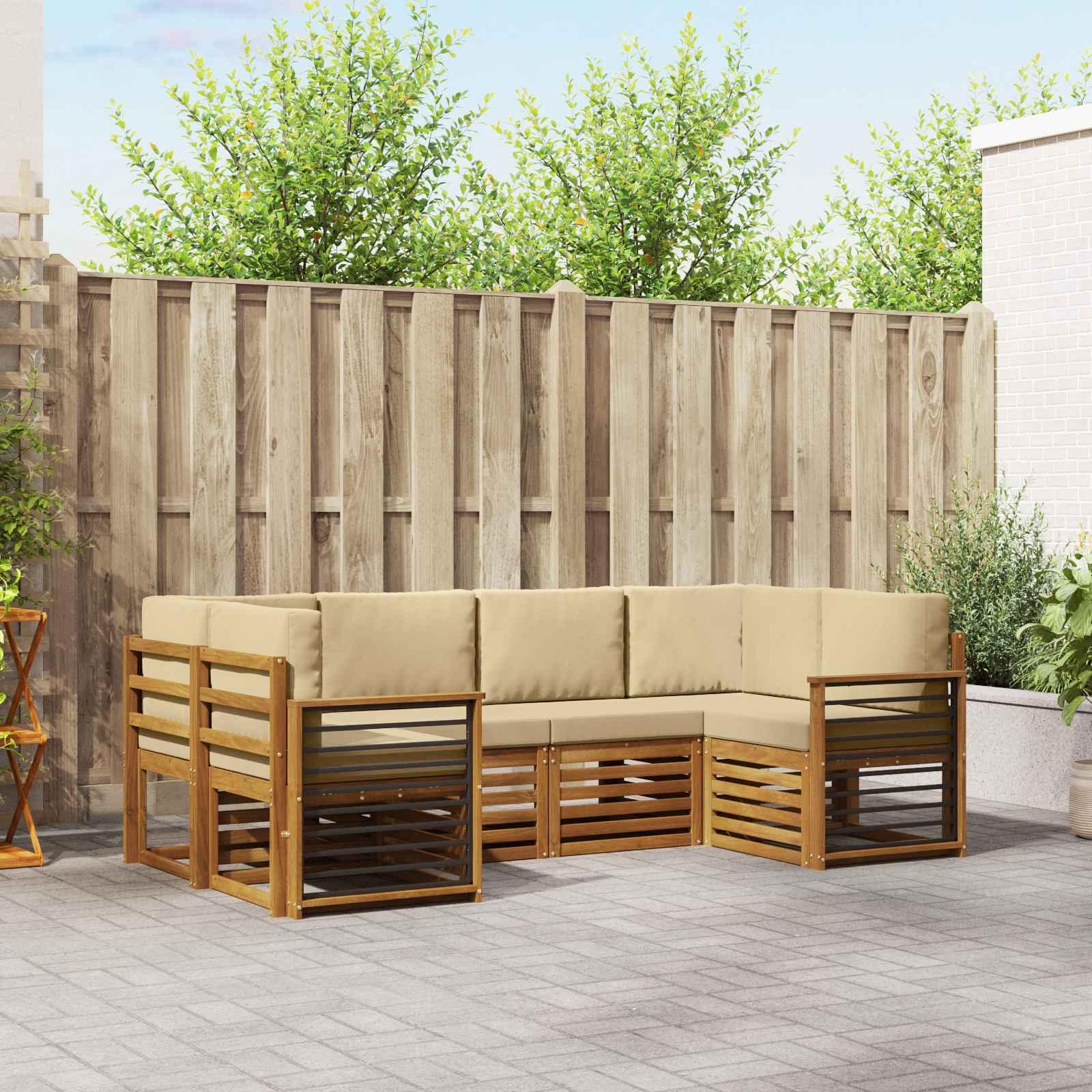 Sofasæt med pude 20 stk Naturfarvet Massivt Akacietræ