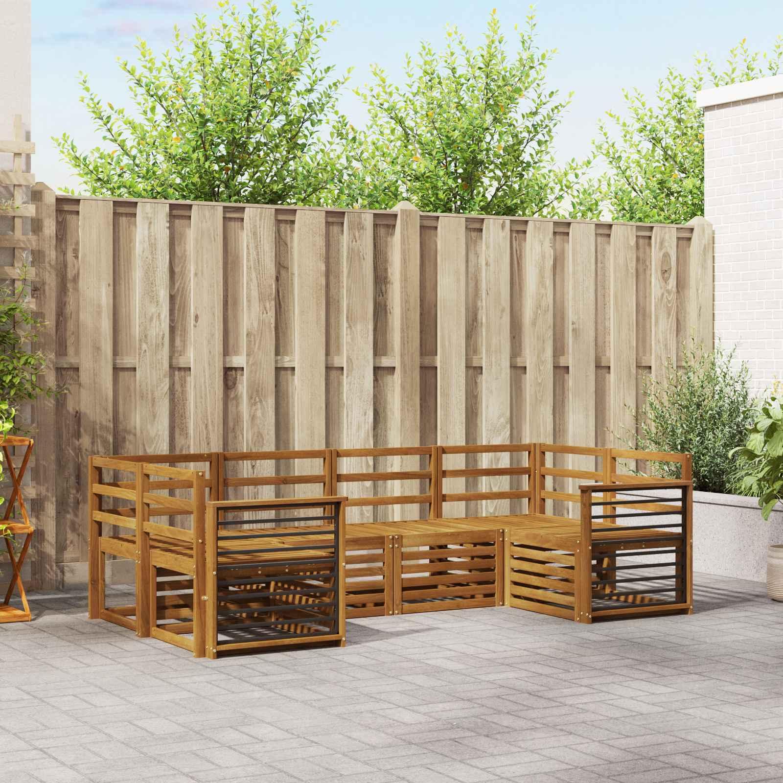 Sofasæt til terrasse - 6 dele i naturfarvet massivt akacietræ