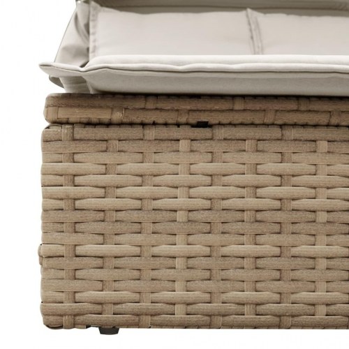 Dobbelt solseng med baldakin og hynder i polyrattan - beige