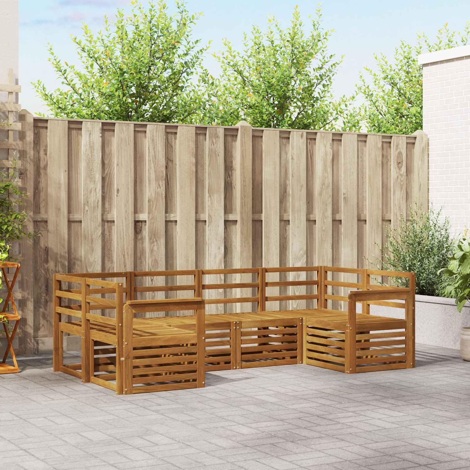 Sektionalsofa sæt til terrasse - 6 dele, naturfarvet akacietræ