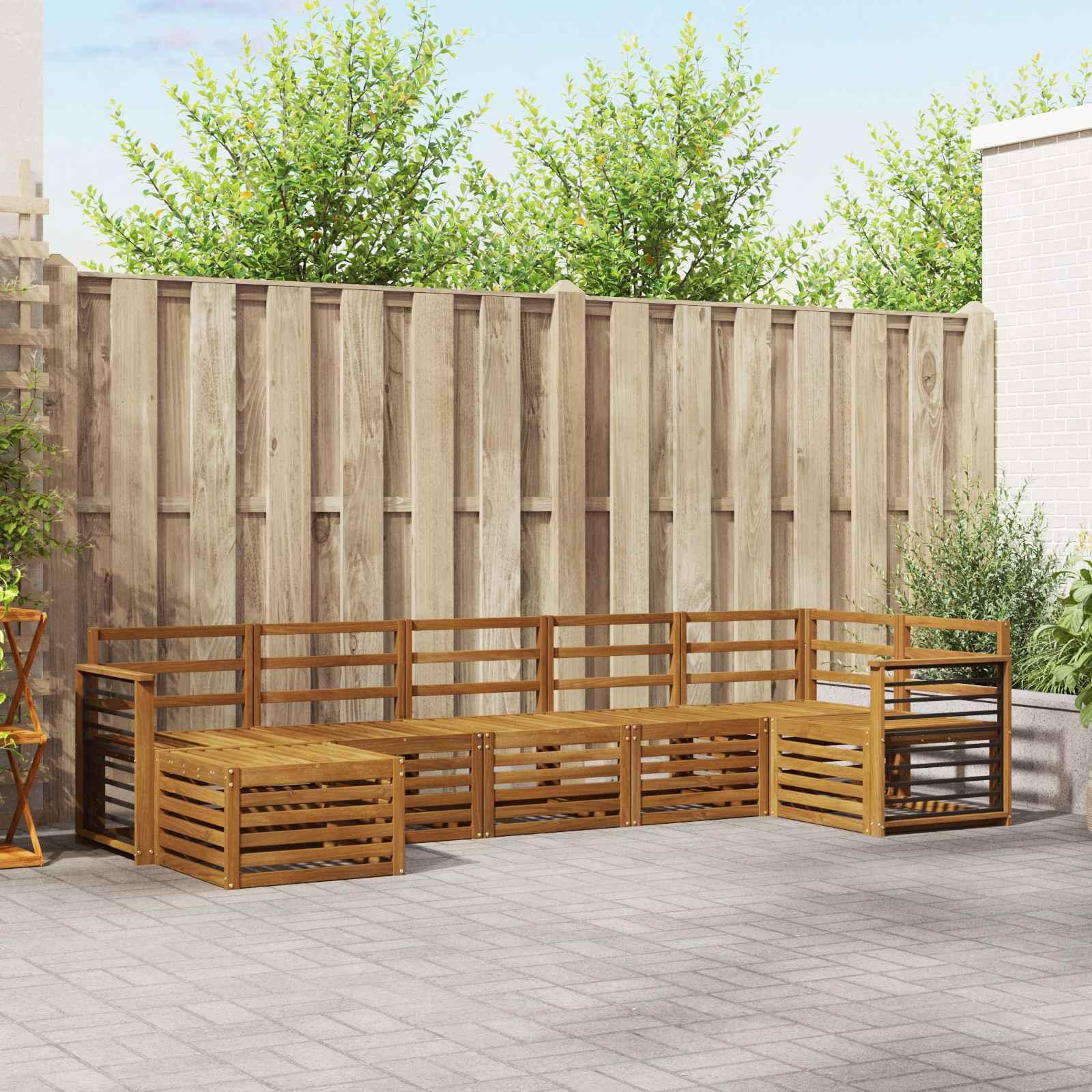 Sofasæt 9 stk Naturfarvet Massivt Akacietræ