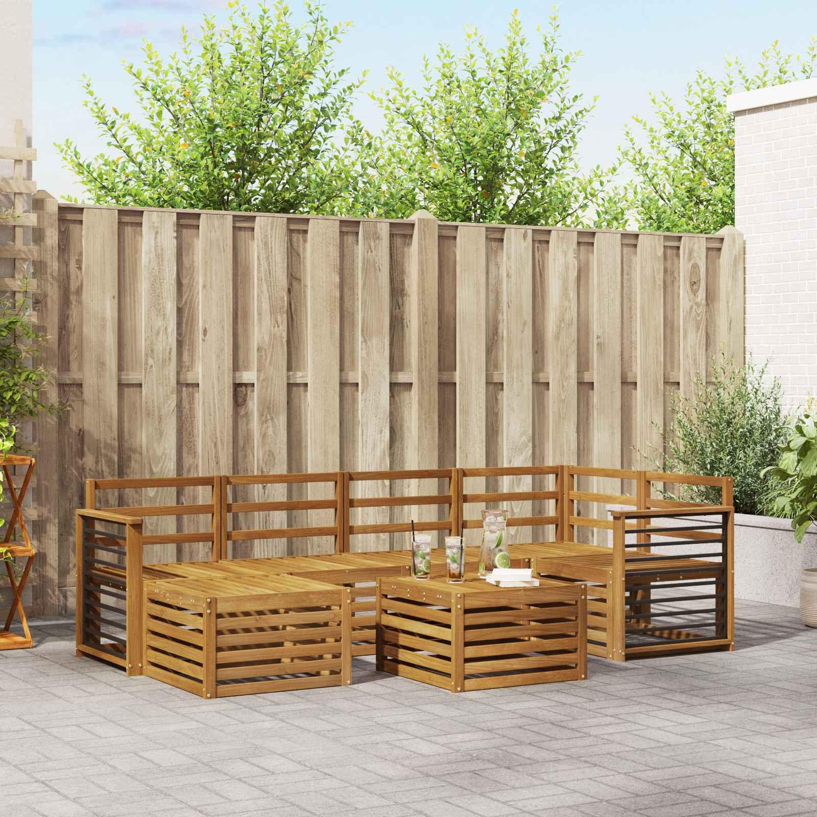 Sofasæt 9 stk Naturfarvet Massivt Akacietræ