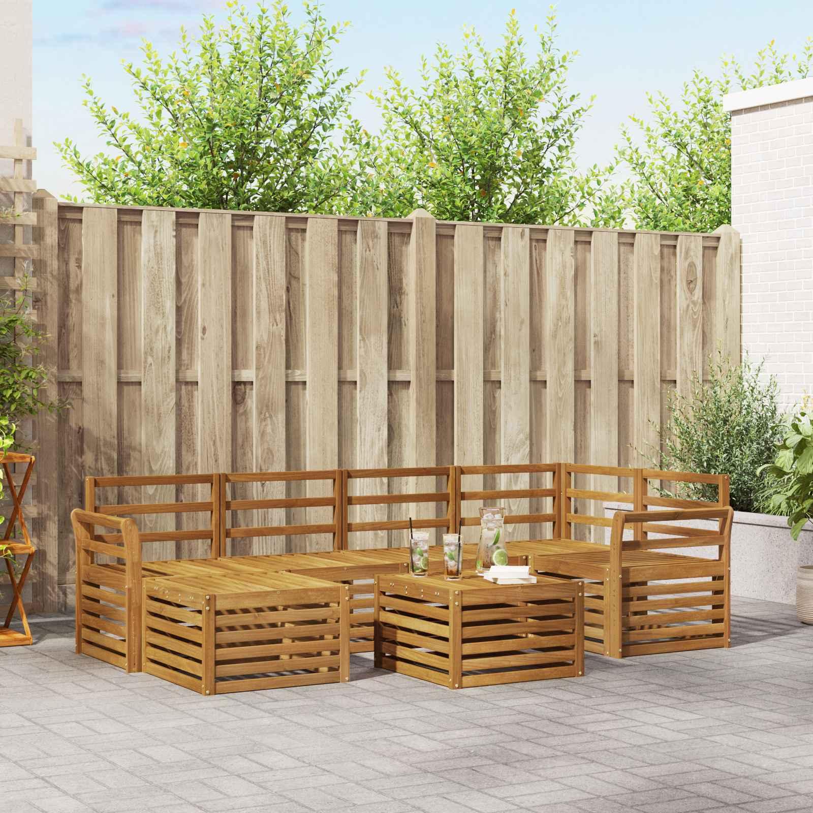 Sofasæt 9 stk Naturfarvet Massivt Akacietræ