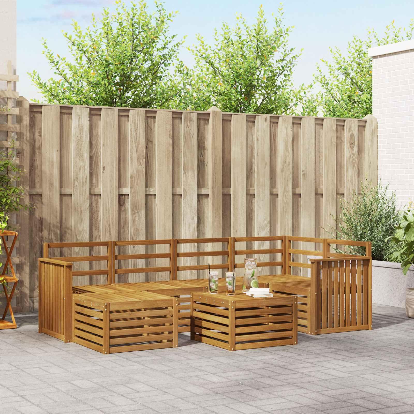 Sofasæt 9 stk Naturfarvet Massivt Akacietræ