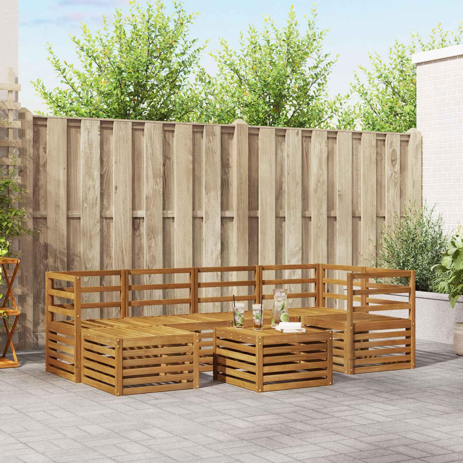 Sofasæt 9 stk Naturfarvet Massivt Akacietræ