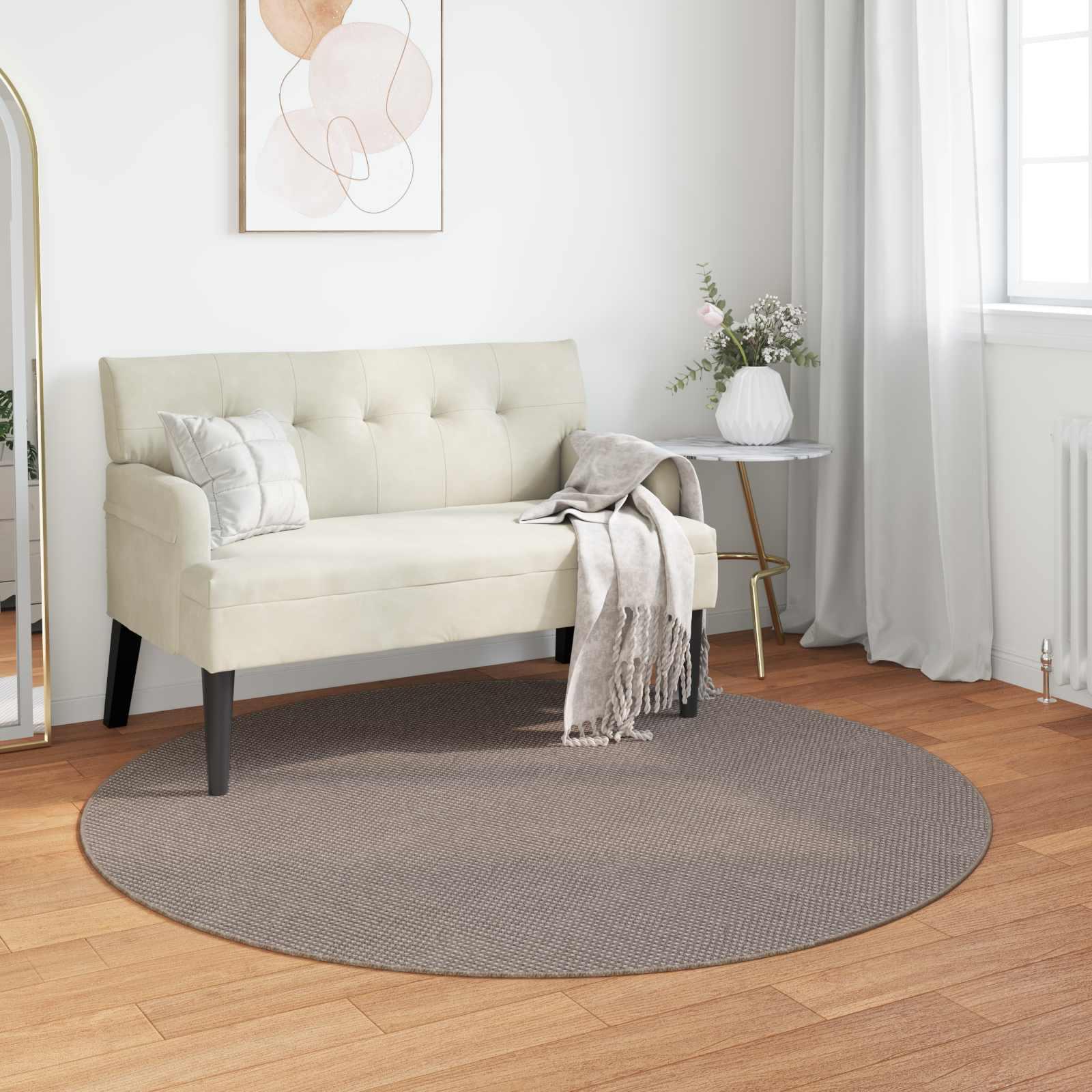 Områdetæpper Rund HUARTE Gråbrun Ø 120 CM Polyester