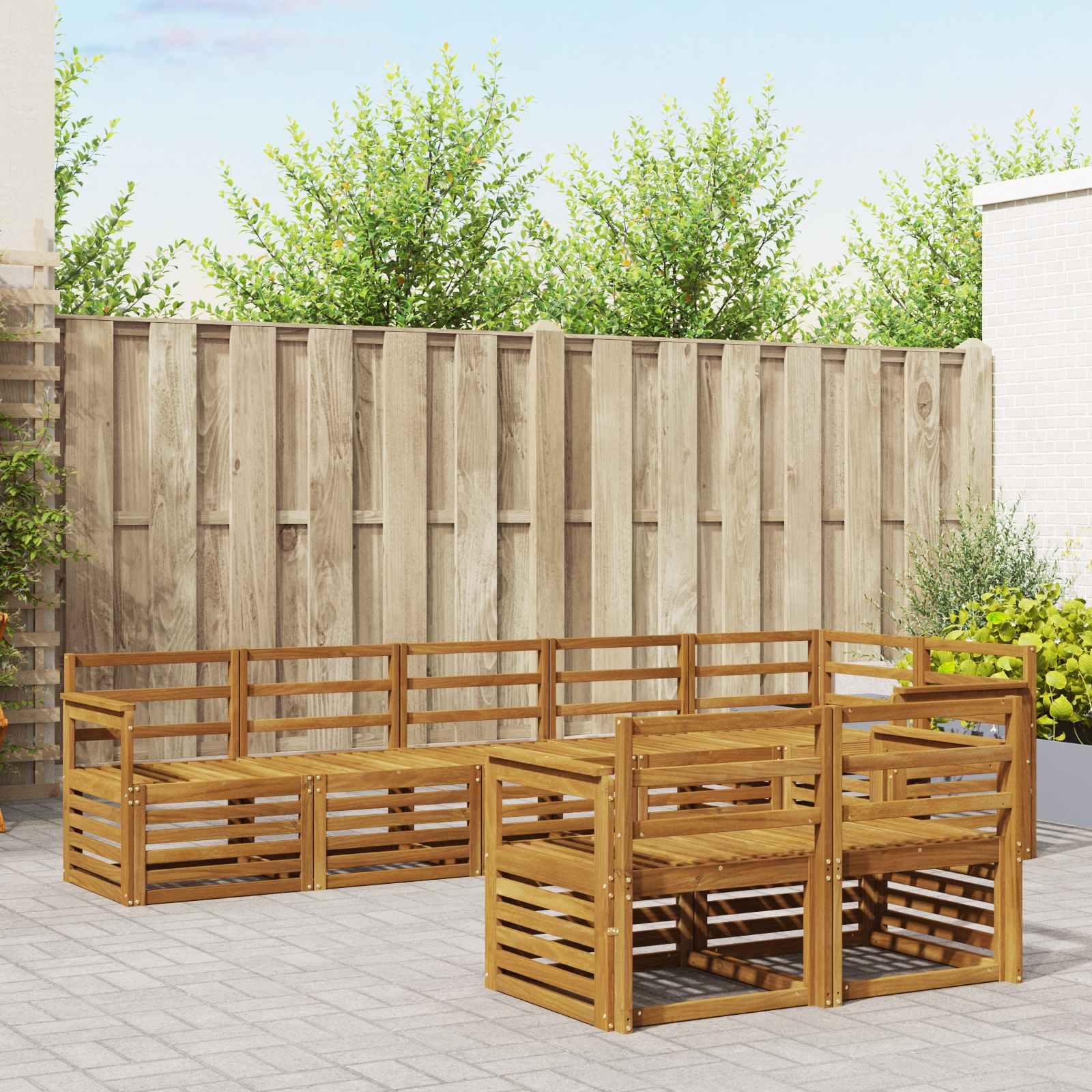 Sofasæt 8 Dele Massivt Akacietræ - Naturfarvet / Åben ramme