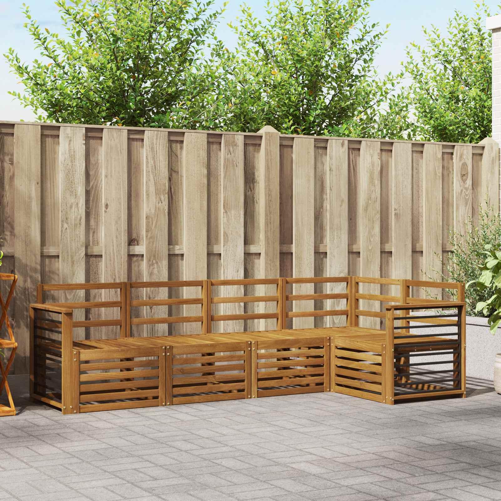 Sofasæt 5 stk i natur - massivt akacietræ til terrasse og have