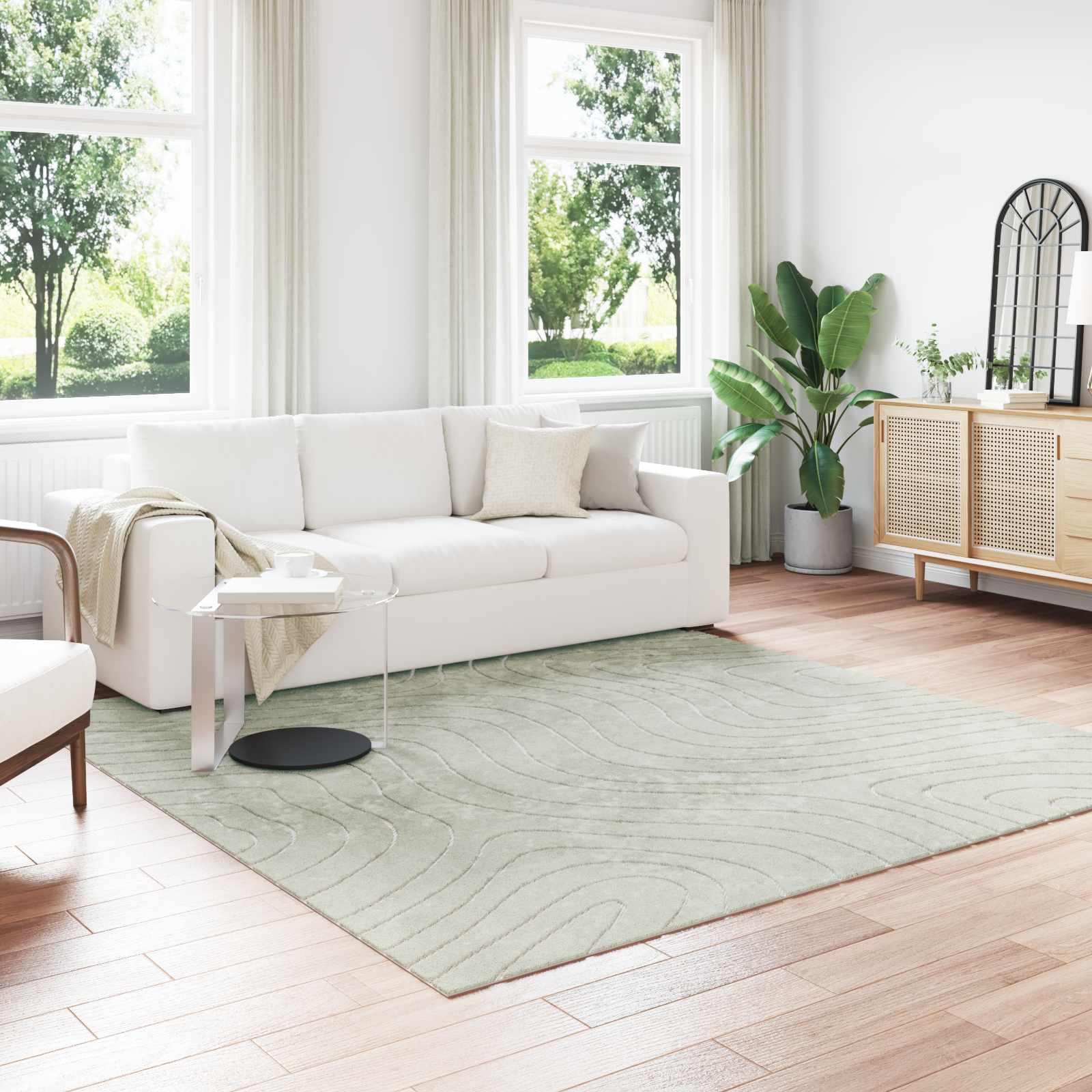 Områdetæpper Firkantet HUARTE Grøn 240 x 240 cm Polyester