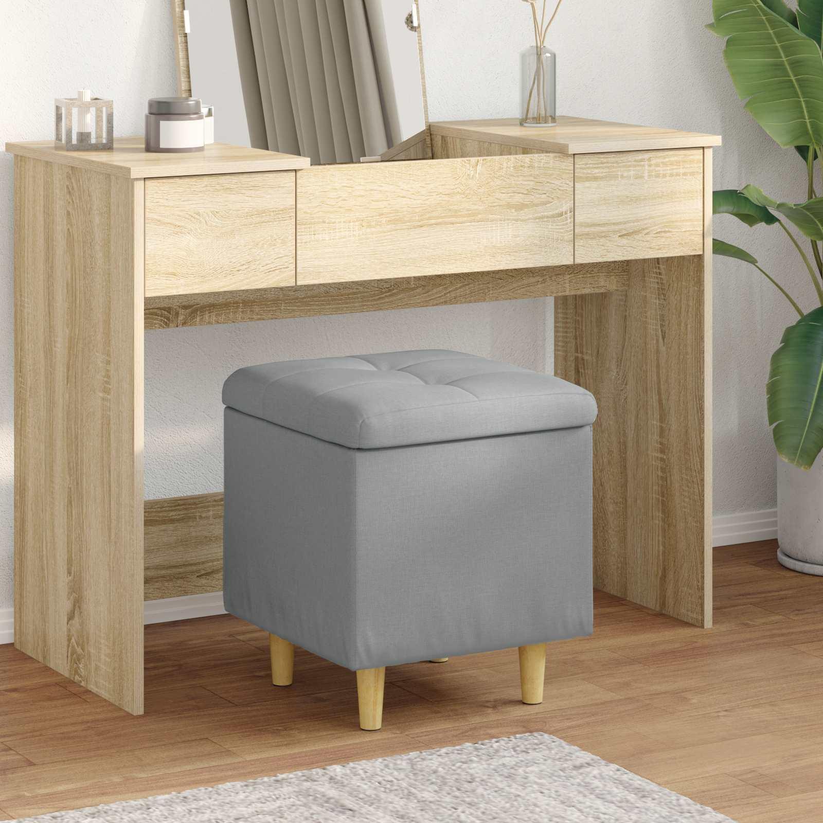 Ottoman Med Opbevaring Med Pude 40 X 40 X 45 Cm - Lysegrå / 40 cm / Stof