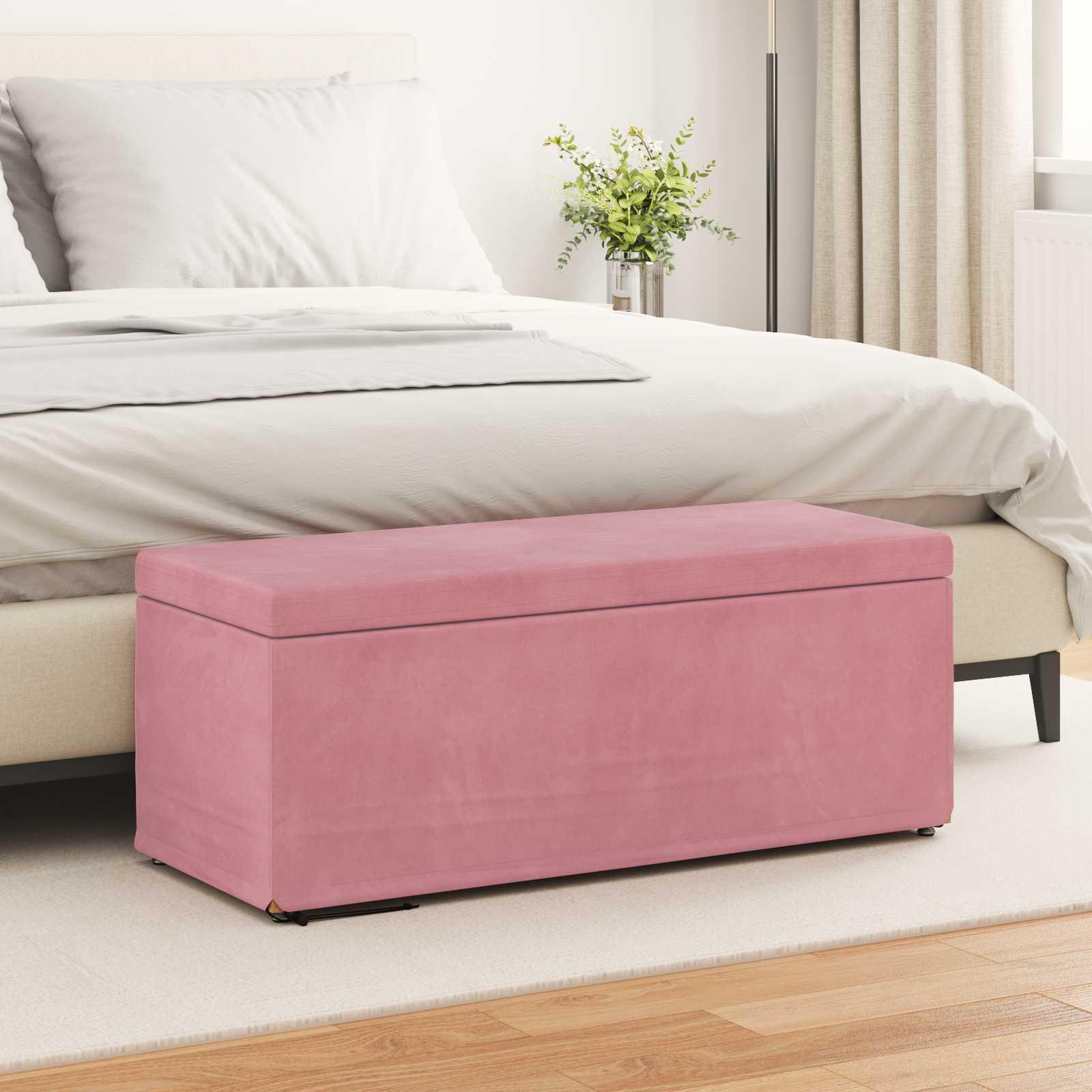 Taburet 41 X 41 X Velour Og Konstrueret Træ - Lyserød / 100 cm / Fløjl