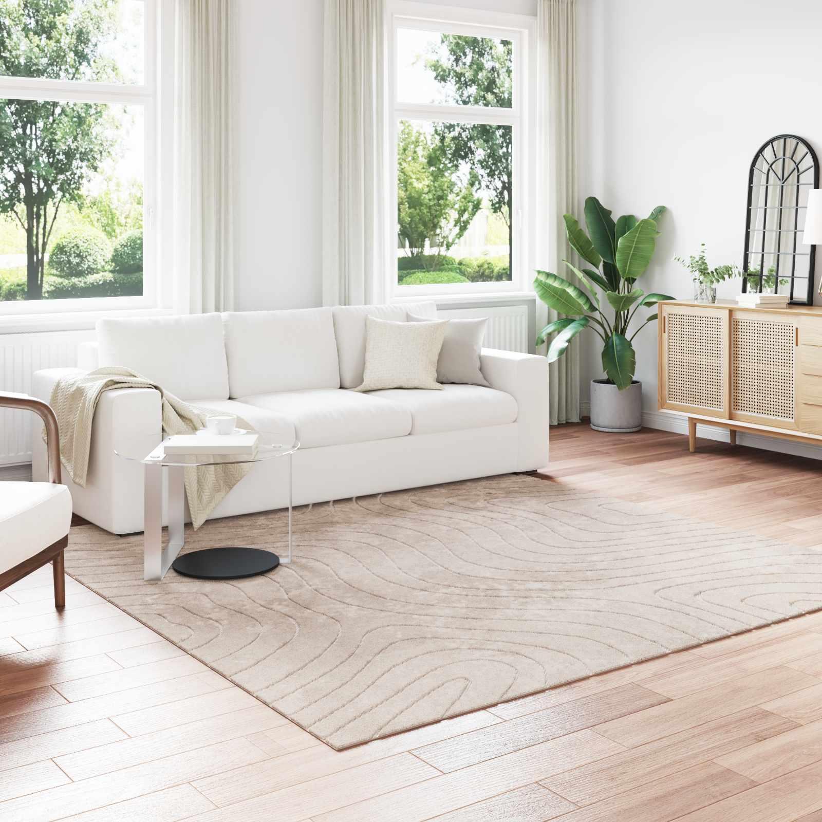 Områdetæpper Firkantet HUARTE Beige 240 x 240 cm Polyester