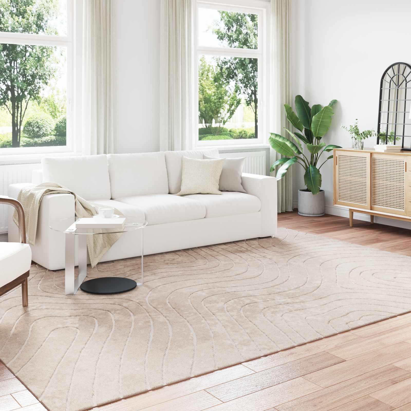 Områdetæpper Rektangulær HUARTE Beige 280 x 200 cm Polyester