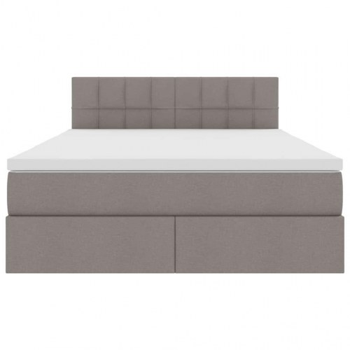 Seng med opbevaring og LED med madras Gråbrun 140 x 190 cm Stof
