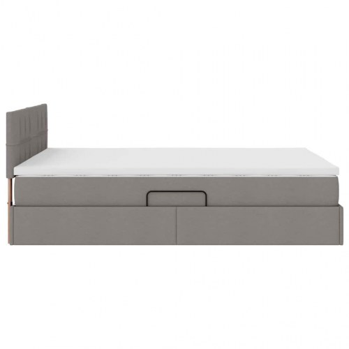 Seng med opbevaring og LED med madras Gråbrun 140 x 190 cm Stof