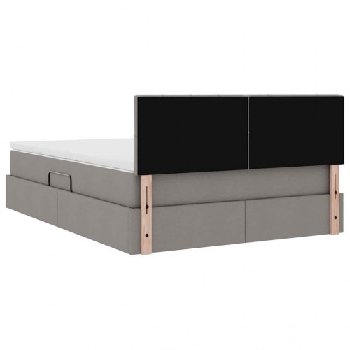 Seng med opbevaring og LED med madras Gråbrun 140 x 190 cm Stof