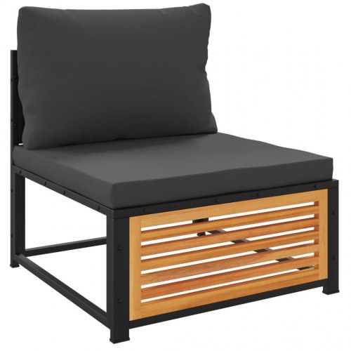 Sofamodul med hynder uden armlæn massivt akacietræ