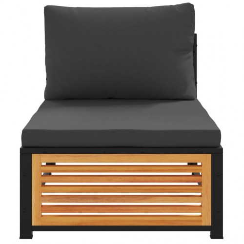 Sofamodul med hynder uden armlæn massivt akacietræ