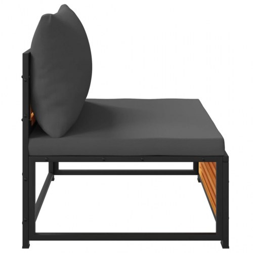 Sofamodul med hynder uden armlæn massivt akacietræ